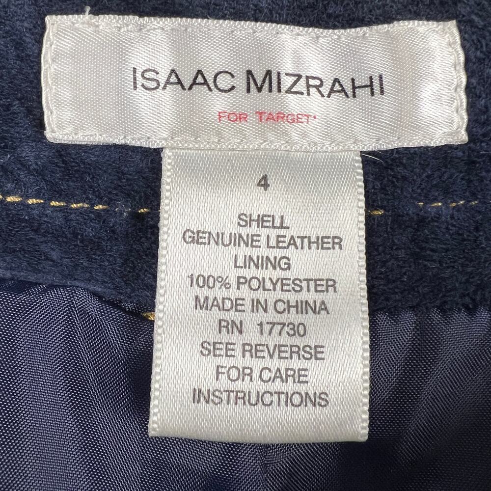 Isaac Mizrahi for Target Navy Blue Suede Leather Jeans Pants Size 4 - Picture 5 of 12